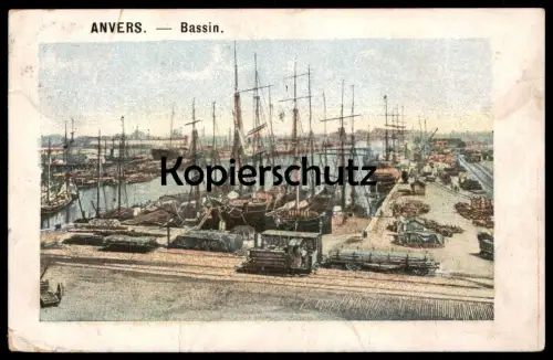 ALTE POSTKARTE ANVERS BASSIN LOCOMOTIVE À VAPEUR STEAM TRAIN DAMPFLOK EISENBAHN Hafen railroad port harbour havre cpa AK