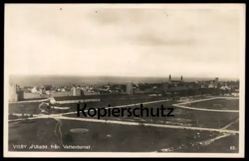 ALTE POSTKARTE VISBY UTSIKT FRAN VATTENTORNET Fussballplatz Fussball Tor soccer Sverige Schweden Sweden postcard cpa AK
