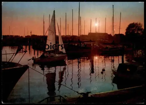 ÄLTERE POSTKARTE OSTSEEBAD STRANDE ECKERNFÖRDER BUCHT Segelschiff Abendstimmung Ansichtskarte AK postcard cpa