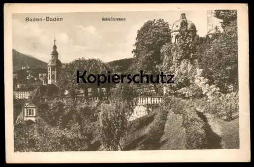 ALTE POSTKARTE BADEN-BADEN SCHLOSSTERRASSE PANORAMA Schloss chateau castle Ansichtskarte postcard cpa AK