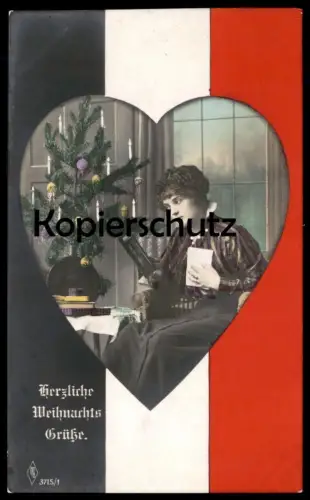 ALTE POSTKARTE HERZLICHE WEIHNACHTSGRÜSSE PATRIOTIK PORTRÄT SOLDAT WEIHNACHTSBAUM WEIHNACHTEN HERZ Ansichtskarte Plauen