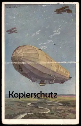 ALTE POSTKARTE LUFTKREUZER HANSA HANS RUDOLF SCHULZE ZEPPELIN Flugzeug Avion warship Doppeldecker double-decker postcard