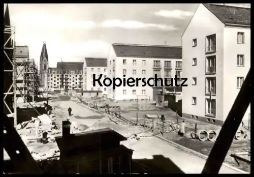 ÄLTERE POSTKARTE FRANKFURT ODER WIEDERAUFBAU DER GROSSEN SCHARRNSTRASSE UM 1958 Ansichtskarte postcard