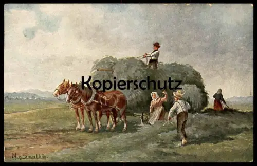 ALTE POSTKARTE N. VON SANTHO MIKLÓS HEUERNTE BAUERN ERNTE BLESSE Heuwagen harvest Ansichtskarte postcard cpa AK