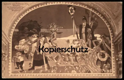 ALTE KÜNSTLER POSTKARTE WIESBADEN GEMÄLDE IM MUSCHELSAALE VON PROFESSOR ERLE MÜNCHEN Ansichtskarte postcard cpa AK