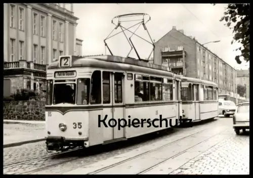 ÄLTERE POSTKARTE FRANKFURT ODER WILHELM-PIECK-STRASSE TRIEBWAGEN 35 BEIWAGEN 113 STRASSENBAHN tram tramway Ansichtskarte