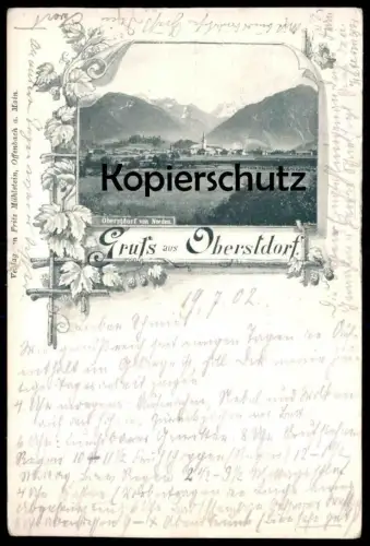 ALTE POSTKARTE GRUSS AUS OBERSTDORF VON NORDEN 1902 ALLGÄU Bayern Ansichtskarte AK cpa