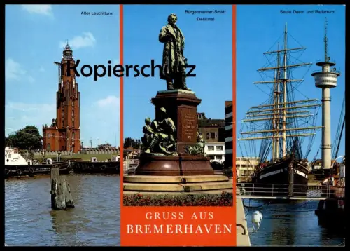 ÄLTERE POSTKARTE GRUSS AUS BREMERHAVEN ALTER LEUCHTTURM SMIDT-DENKMAL SEUTE DEERN lighthouse phare Ansichtskarte cpa AK