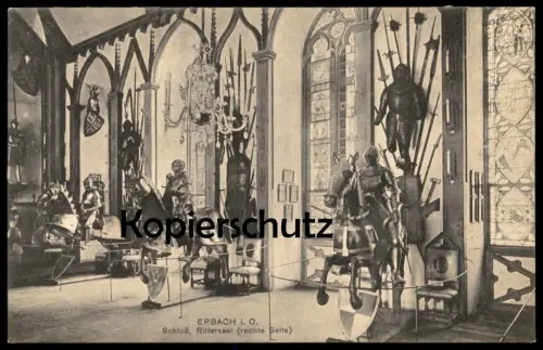 ALTE POSTKARTE ERBACH SCHLOSS RITTERSAAL RECHTE SEITE RITTER Mittelalter castle chevalier knight Ansichtskarte postcard