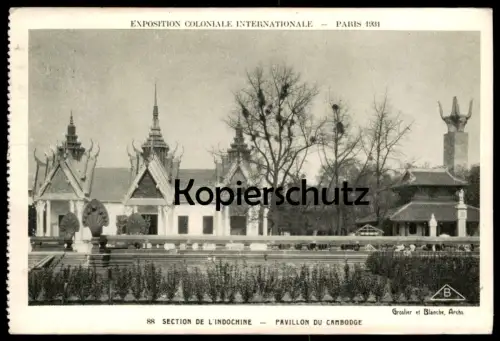 ALTE POSTKARTE PARIS 1931 EXIBITION COLONIALE PAVILLON DU CAMBODGE cambodia Kambodscha Ansichtskarte AK postcard cpa