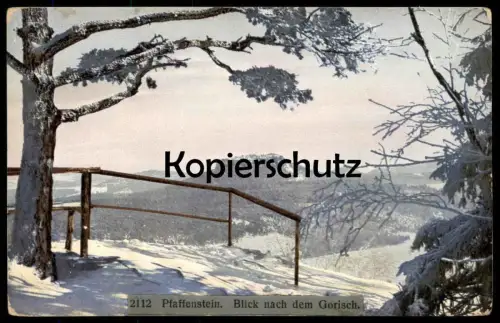 ALTE POSTKARTE PFAFFENSTEIN BLICK NACH GORISCH Gohrisch Winter Schnee Lilienstein Photochromie Ansichtskarte postcard AK