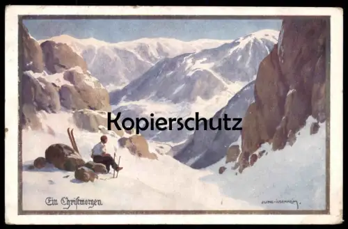 ALTE POSTKARTE FRANZ XAVER JUNG-ILSENHEIM EIN CHRISTMORGEN 1939 Ski Winter hiver Schnee snow Wia Leipzig cpa postcard AK