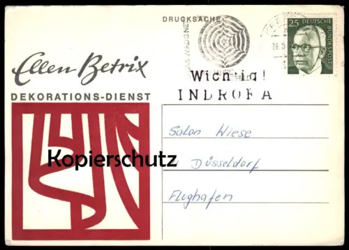 ÄLTERE POSTKARTE ELLEN BETRIX DEKORATIONS-DIENST KREFELD NACH DÜSSELDORF FLUGHAFEN Ansichtskarte cpa AK postcard