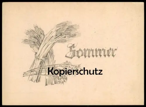 ALTE KÜNSTLER POSTKARTE ORIGINAL-ZEICHNUNG SOMMER GEZ. 1944 IN LEMBERG LWIW DIE ARTILLERIE ZERSCHLÄGT... summer WWII