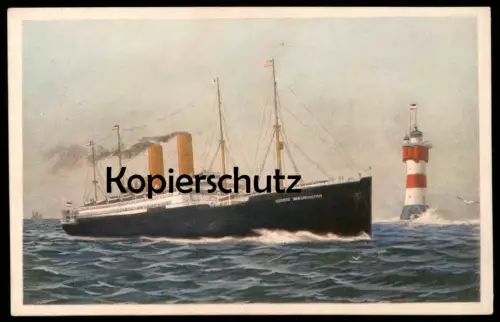 ALTE POSTKARTE DAMPFER GEORGE WASHINGTON LEUCHTTURM ROTER SAND bei Wangerooge steam ship Schiff Ansichtskarte postcard