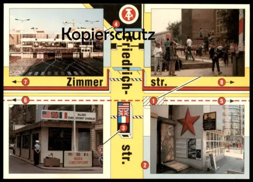 ÄLTERE POSTKARTE BERLIN ZIMMERSTRASSE PETER-FECHTER-GEDENKSTÄTTE GRENZKONTROLLANLAGE BERLINER MAUER THE WALL postcard AK