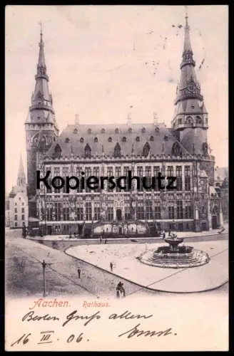 ALTE POSTKARTE AACHEN RATHAUS 1906 PANORAMA Aix-la-Chapelle Ansichtskarte cpa postcard AK