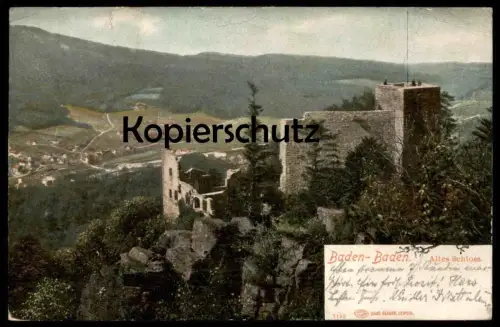 ALTE POSTKARTE BADEN-BADEN 1905 ALTES SCHLOSS PANORAMA chateau castle Ansichtskarte postcard cpa AK