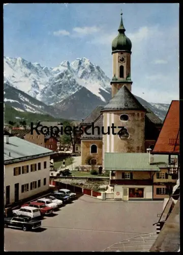 ÄLTERE POSTKARTE GARMISCH-PARTENKIRCHEN MIT AUTOS KARMANN GHIA MERCEDES Ansichtskarte postcard cpa AK