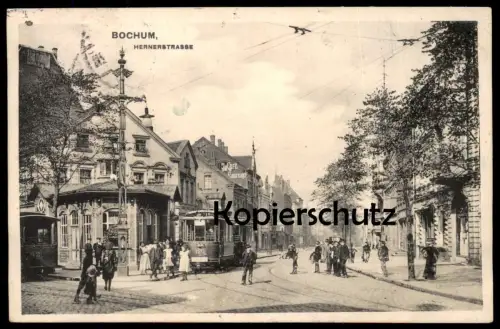 ALTE POSTKARTE BOCHUM HERNERSTRASSE Herner Strasse Strassenbahn tram tramway Ansichtskarte postcard cpa AK