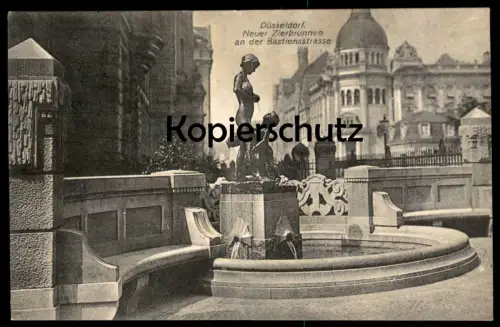 ALTE POSTKARTE DÜSSELDORF NEUER ZIERBRUNNEN AN DER BASTIONSSTRASSE Brunnen fontaine fountain Duesseldorf cpa postcard AK