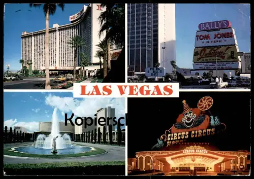 ÄLTERE POSTKARTE LAS VEGAS NEVADA CIRCUS CIRCUS CLOWN HILTON HOTEL TOM JONES USA postcard cpa AK Ansichtskarte