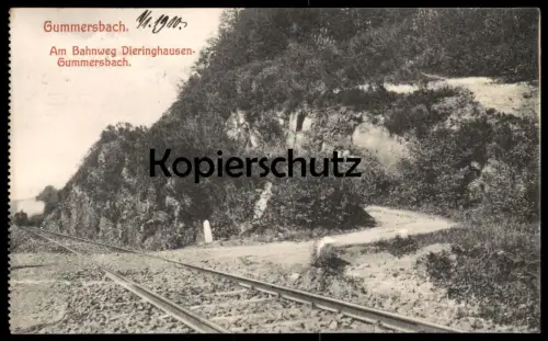 ALTE POSTKARTE GUMMERSBACH BAHNWEG DIERINGHAUSEN - GUMMERSBACH DAMPFLOK Locomotive à vapeur Zug Ansichtskarte postcard