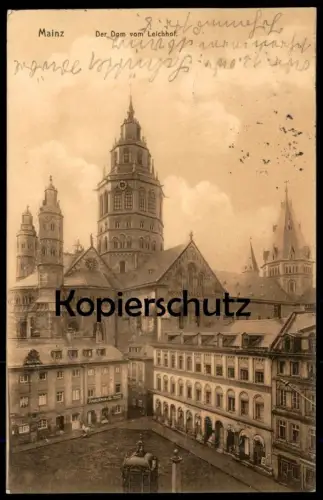 ALTE POSTKARTE MAINZ DER DOM VOM LEICHHOF 1910 PANORAMA Kirche Ansichtskarte postcard cpa AK