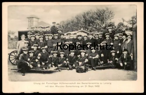 ALTE POSTKARTE LEIPZIG WURZEN ÜBUNG LEIPZIGER SAMARITERVEREIN UND WURZENER SAMARITERVEREIN ASB Samariter Ansichtskarte