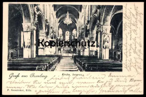 ALTE POSTKARTE GRUSS AUS ARENBERG KIRCHE INNERES 1899 KOBLENZ church église Ansichtskarte AK postcard cpa