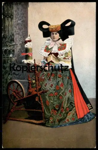 ALTE POSTKARTE VOLKSTRACHTEN AUS SCHAUMBURG-LIPPE UND UMGEGEND Umgebung Spinnrad spinnen rouet spinning wheel Tracht cpa