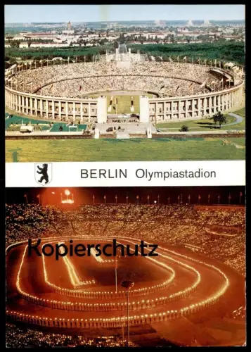 ÄLTERE POSTKARTE BERLIN OLYMPIASTADION BEI TAG NACHT Olympia olympic games Stadion stadium Ansichtskarte AK cpa postcard