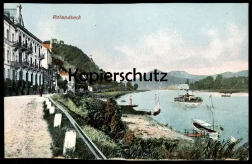 ALTE POSTKARTE ROLANDSECK REMAGEN PANORAMA RHEIN Schiff Dampfer Dampfschiff Ansichtskarte AK postcard cpa