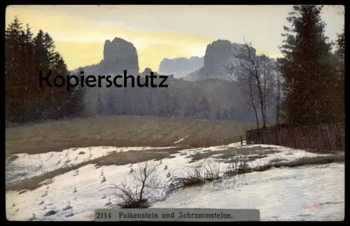 ALTE POSTKARTE FALKENSTEIN UND SCHRAMMSTEINE Bad Schand Winter Schnee Photochromie Ansichtskarte postcard AK