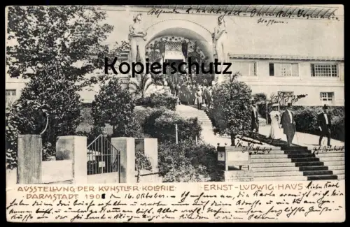 ALTE POSTKARTE DARMSTADT AUSSTELLUNG DER KÜNSTLER-KOLONIE ERNST-LUDWIG HAUS 1904 PRINZ BATTENBERG GROSSHERZOG