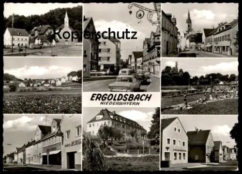 ÄLTERE POSTKARTE ERGOLDSBACH BAYERN HANS GRUBER UHREN DUGENA L. KRIN.. Volksbank Freibad Opel Ansichtskarte postcard cpa