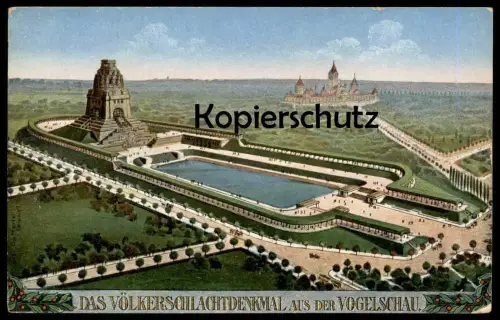 ALTE POSTKARTE LEIPZIG DAS VÖLKERSCHLACHTDENKMAL AUS DER VOGELSCHAU Denkmal monument Ansichtskarte postcard cpa