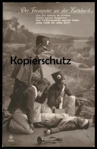 ALTE POSTKARTE DER TROMPETER AN DER KATZBACH SCHLESIEN SCHLACHT KRIEG Trompete trumpet Soldat Ansichtskarte postcard cpa