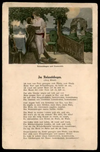 ALTE POSTKARTE IM ROLANDSBOGEN JÖRG RITZEL LIED ROLANDSECK RHEIN Remagen Siebengebirge song chanson AK cpa Ansichtskarte