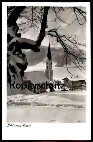 ALTE POSTKARTE SCHLIERSEE MOTIV KIRCHE IM WINTER SCHNEE Bayern hiver snow neige church église Ansichtskarte postcard