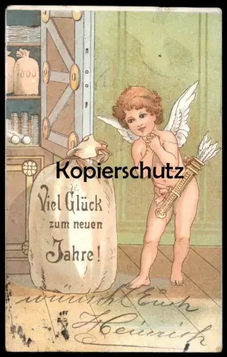 ALTE POSTKARTE ENGEL ANGEL ANGE AMOR AMOURS PFEIL UND BOGEN LIEBESPFEIL TRESOR Geld safe nude cpa Ansichtskarte postcard