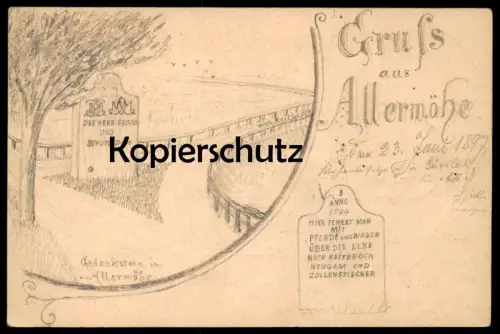 ALTE POSTKARTE ALLERMÖHE HAMBURG HIER FEHRET MAN NACH REITBROOK NEUENGAMME ZOLLENSPIECKER GANZSACHE 1897 Ansichtskarte