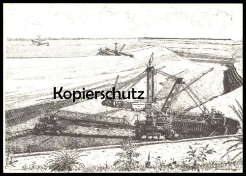 ÄLTERE POSTKARTE TAGEBAU HAMBACH BRAUNKOHLENTAGEBAU SCHAUFELRADBAGGER MAN AEG Bagger coal Rheinische Braunkohlenwerke