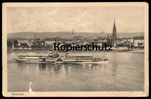 ALTE POSTKARTE NEUWIED PANORAMA MIT DAMPFER KAISERIN AUGUSTE VICTORIA Raddampfer steamship Schiff Ansichtskarte postcard