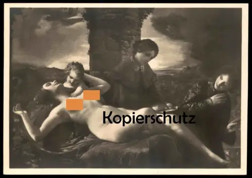 ALTE POSTKARTE DAS LEBEN MÜNCHEN HAUS DER DEUTSCHEN KUNST SCHUSTER-WOLDAN nude breast seins nus Erotik Ansichtskarte cpa
