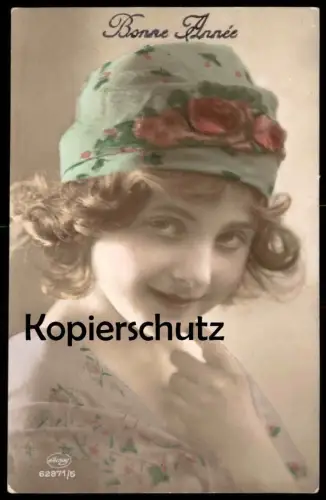 ALTE POSTKARTE BONNE ANNÉE MÄDCHEN KIND HUT fillette young girl enfant femme child Neujahr Ansichtskarte postcard cpa