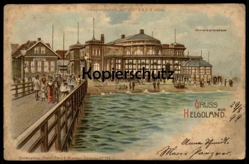 ALTE LITHO POSTKARTE GRUSS AUS HELGOLAND METEOR HALT GEGEN DAS LICHT HGL GASTHAUS PRINCESS ALEXANDRA PAUL J. BOTTER AK
