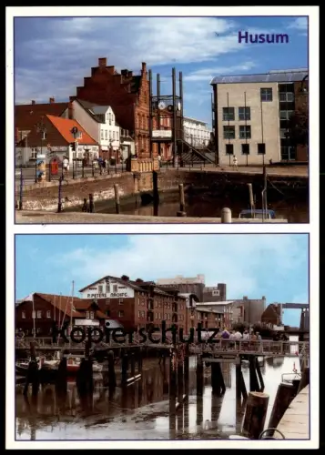ÄLTERE POSTKARTE HUSUM HAFEN P. PETERS NACHF. harbour port Ansichtskarte postcard cpa AK