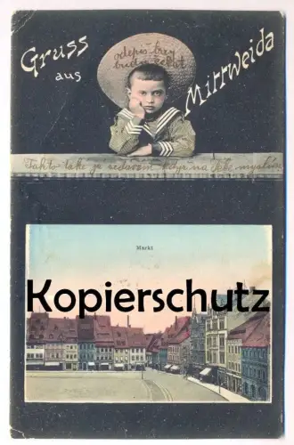 ALTE POSTKARTE GRUSS AUS MITTWEIDA MARKT Junge Kind enfant child boy Ansichtskarte postcard AK cpa