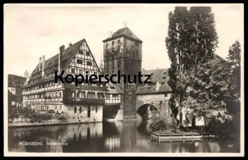 ALTE POSTKARTE NÜRNBERG HENKERSTEG MIT WEINSTADEL 1928 PANORAMA Ansichtskarte postcard cpa AK
